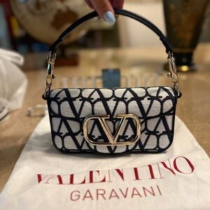 Valentino Vlogo Toile Iconographe Canvas & Leather Shoulder Bag Women's Blue